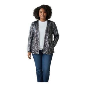 Vintage 1980s Women Multicolor Sequined Cardigan Size M Party Jacket Blazer